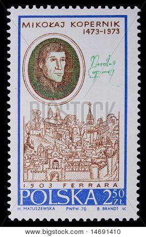Puola - noin 1970: Leima - Nikolaus Kopernikus