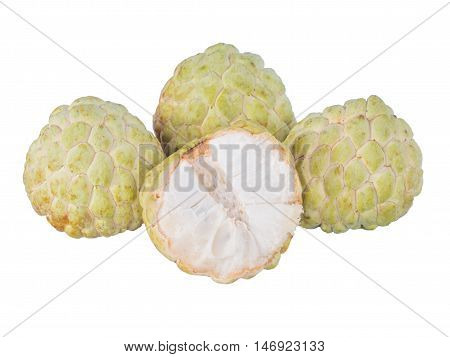 Custards  isolated white background. Sweet fruit of Thailand