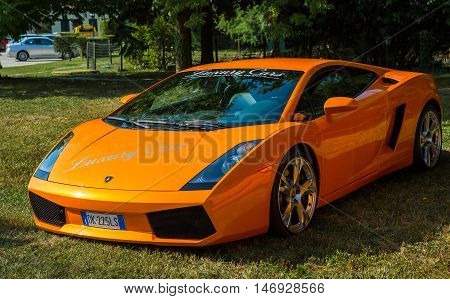 Mogliano VenetoItaly Sept 112016:Photo of a Lamborghini Gallardo SL Superleggera at meeting Top Selection 2016. The Lamborghini Gallardo is a sports supercar built by Lamborghini from 2003 to 2013.
