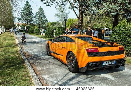 Mogliano VenetoItaly Sept 112016:Photo of a Lamborghini Gallardo SL Superleggera at meeting Top Selection 2016. The Lamborghini Gallardo is a sports supercar built by Lamborghini from 2003 to 2013.