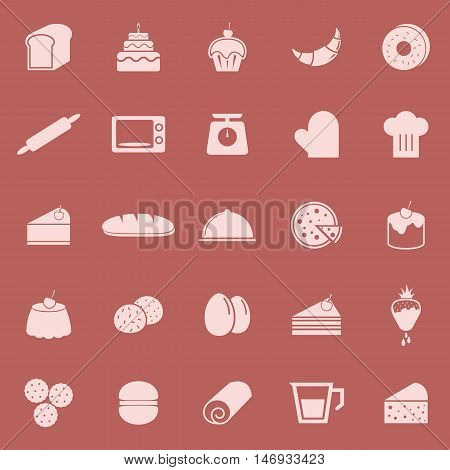 Bakery color icons on red background, stock vector