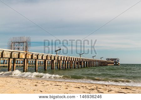 Sea water pumping jetty in Rayong city Thailand .