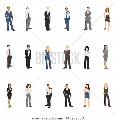 Collection vector illustrations of business men and women in different poses