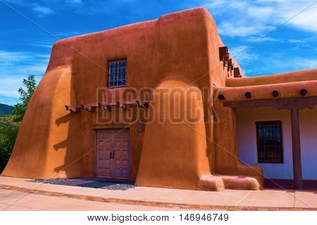Southwestern style Adobe Building taken in Santa Fe, NM