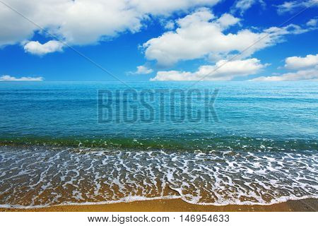 Sea and sky. Summer sea landskape.Beach and tropical sea.