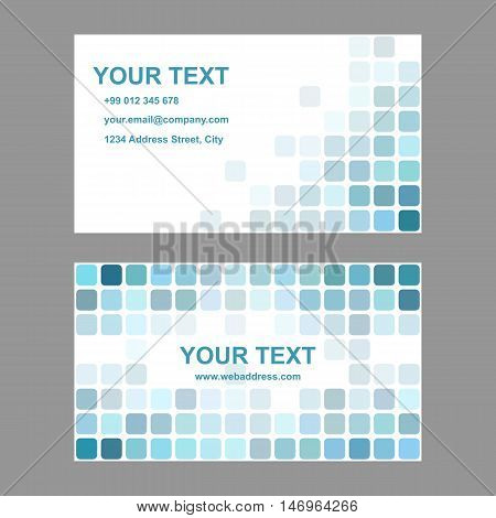 Cyan abstract business card template background design from rounded squares