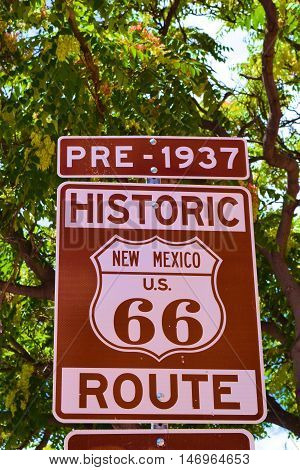 Historic Route 66 Sign which was a transcontinental highway before Interstates taken in New Mexico