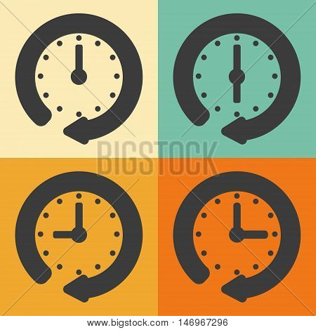 Set of icons of hours on a white background