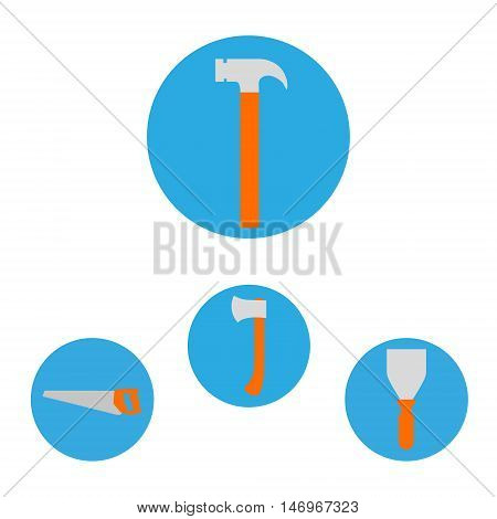Set of icons of building tools on a gray background