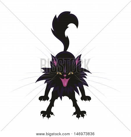 The little black cat on a white background. The symbol of Halloween