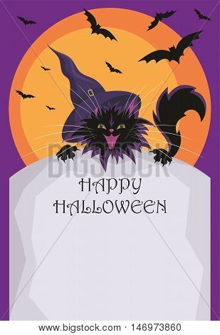 Halloween background with the image of the little black cat