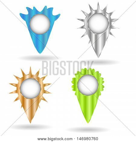 set of colored curly labels for cards