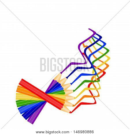 set of colored pencils on white background