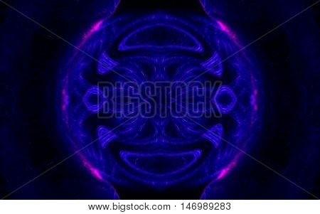 Blurred abstract geometric seamless background. Blurry pattern of blue rays of light on a dark background.