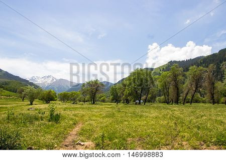 Panorama of the nature and mountains of the Kaskelen gorge in Almaty Kazakhstan
