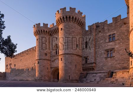Medieval Castle of the Knights old town of Rhodes Island Greece