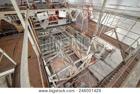 Top-down View Of The Broken Ionization Calorimeter In An Abandoned Underground Laboratory For The St