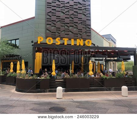Scottsdale,Az/USA - 6.15.18 Postino's newest location is on the west side of the Kierland property in northeast Phoenix, and is the first two-story Postino restaurant. 