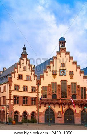 Frankfurt Romerberg square Old city historic center in Germany