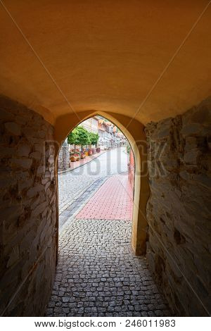 Stolberg arch corridor in Harz mountains of Germany