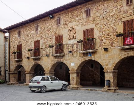 The Facade Of The Cirauqui/zirauqi Town Hall - Navarre, Spain, 6 September 2014