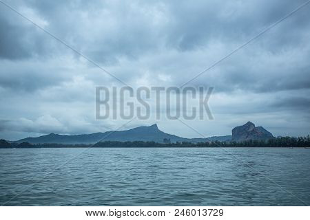 Krabi Mainland Landscape View From Ocean, Thailand