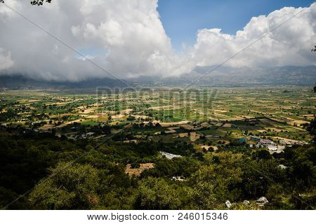 Sun Valley Of Greece. Lassithi Plateau On The Island Of Crete, Greece.