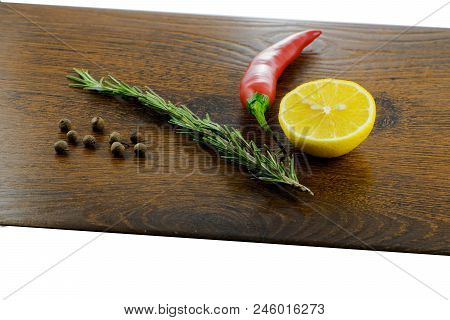 Fresh Ingredients For Home Cooking On Wooden Board