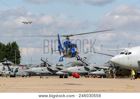 Raf Waddington, Lincolnshire, Uk - July 7, 2014: Aerospatiale Sa-341g Gazelle Helicopter Ha-lfq.