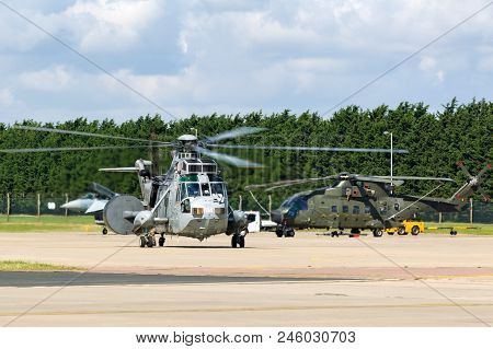 Raf Waddington, Lincolnshire, Uk - July 5, 2014: Royal Navy Fleet Air Arm Westland Sea King Asac.7 A