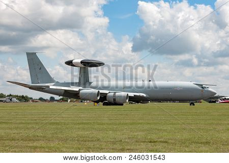 Raf Waddington, Lincolnshire, Uk - July 6, 2014: Royal Air Force (raf) Boeing E-3d Sentry Airborne E