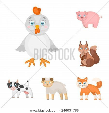 Toy Animals Cartoon Icons In Set Collection For Design. Bird, Predator And Herbivore Vector Symbol S