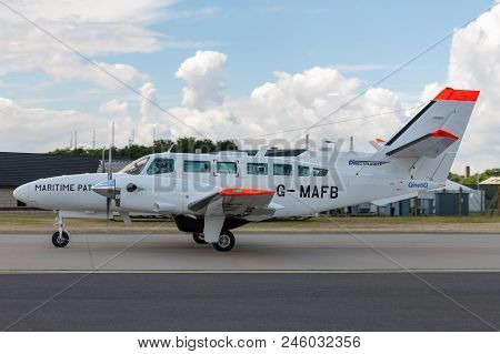 Raf Waddington, Lincolnshire, Uk - July 5, 2014: Reims F406 (cessna 406) G-mafb Operated By Uk Sea F