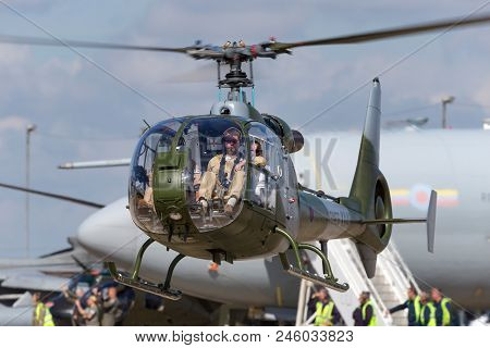 Raf Waddington, Lincolnshire, Uk - July 7, 2014: Former Royal Marines (royal Navy) Aerospatiale Sa-3