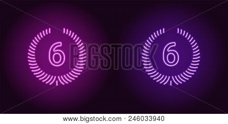 Neon Icon Of Purple And Violet Sixth Place. Vector Illustration Of Sixth Position Consisting Of Neon