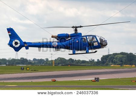 Raf Waddington, Lincolnshire, Uk - July 7, 2014: Aerospatiale Sa-341g Gazelle Helicopter Ha-lfq.