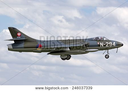Raf Waddington, Lincolnshire, Uk - July 4, 2014: The Dutch Hawker Hunter Foundation Hawker Hunter F.