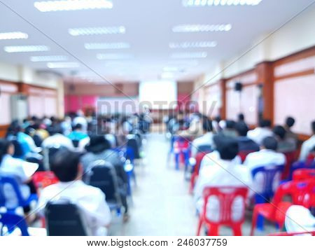 Blurred Pictures Of Conference Of Parents Of Students.