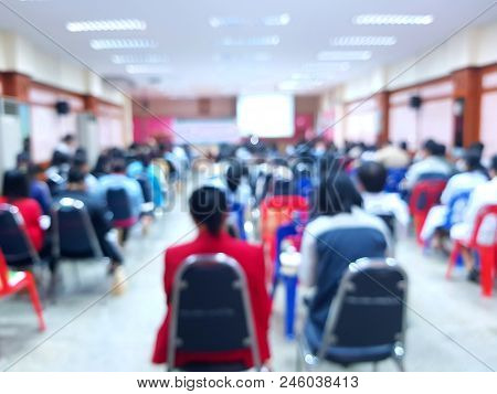 Blurred Pictures Of Conference Of Parents Of Students.