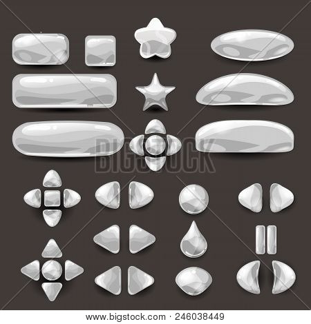 Game Ui Set. Complete Purple Menu Of Graphical User Interface Gui To Build 2d Games. Casual Game. Ve