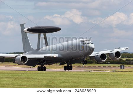 Raf Waddington, Lincolnshire, Uk - July 6, 2014: Royal Air Force (raf) Boeing E-3d Sentry Airborne E