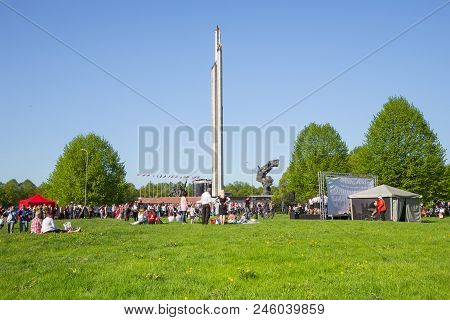 Latvia, City Riga, Victory Park, May 9, Celebration 73 Year After World War 2, Peoples, Flowers And 