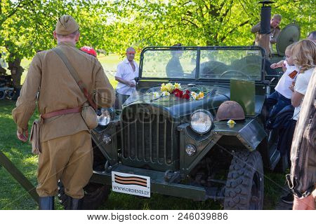 Latvia, City Riga, Victory Park, May 9, Celebration 73 Year After World War 2, Peoples, Flowers And 