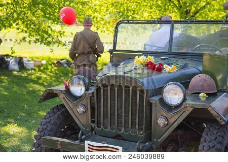 Latvia, City Riga, Victory Park, May 9, Celebration 73 Year After World War 2, Peoples, Flowers And 