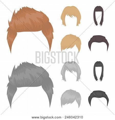 Mustache And Beard, Hairstyles Cartoon, Monochrome Icons In Set Collection For Design. Stylish Hairc