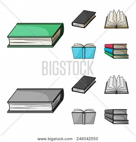 Various Kinds Of Books. Books Set Collection Icons In Cartoon, Monochrome Style Vector Symbol Stock 