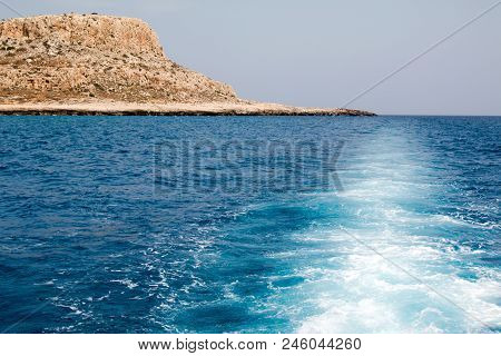 Abstract Blue Sea Water With White Foam For Background, Nature Background Concept