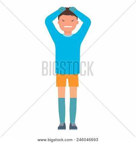 Sad Goalkeeper Icon. Flat Illustration Of Sad Goalkeeper Vector Icon For Web Design