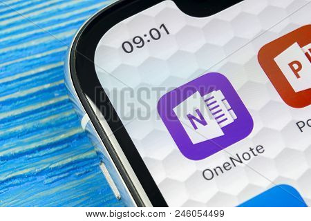 Sankt-petersburg, Russia, June 20, 2018: Microsoft Onenote Office Application Icon On Apple Iphone X