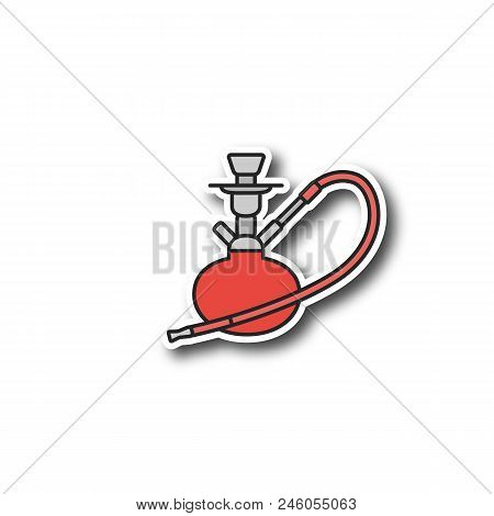 Hookah Patch. Nargile. Color Sticker. Vector Isolated Illustration